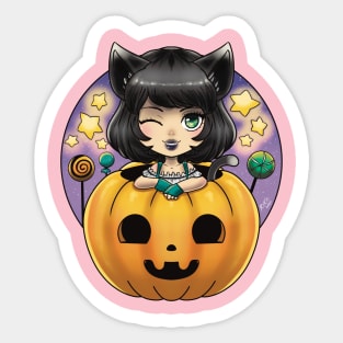 Jack O Lantern Kitty Sticker